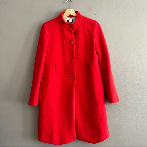 J. Crew Jackets & Blazers - J. Crew Pea Coat Women Wool Blend Elegant Trench Jacket Old Money Red Sz 4